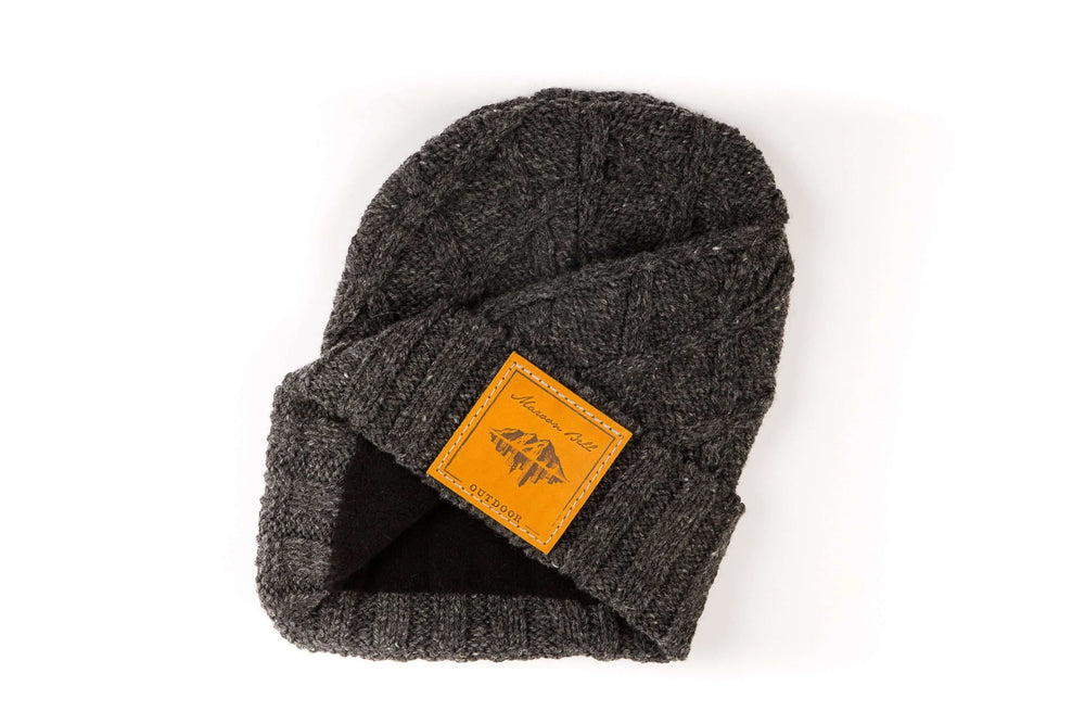 Campfire Beanie | Ribbed Knit Wool | Charcoal | Maroon Bell Outdoor®