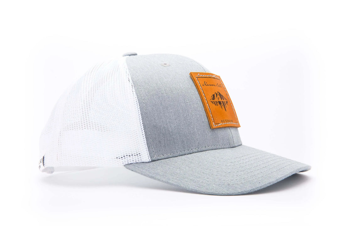 Granite Grey Trucker Hat | Leather | Maroon Bell Outdoor®