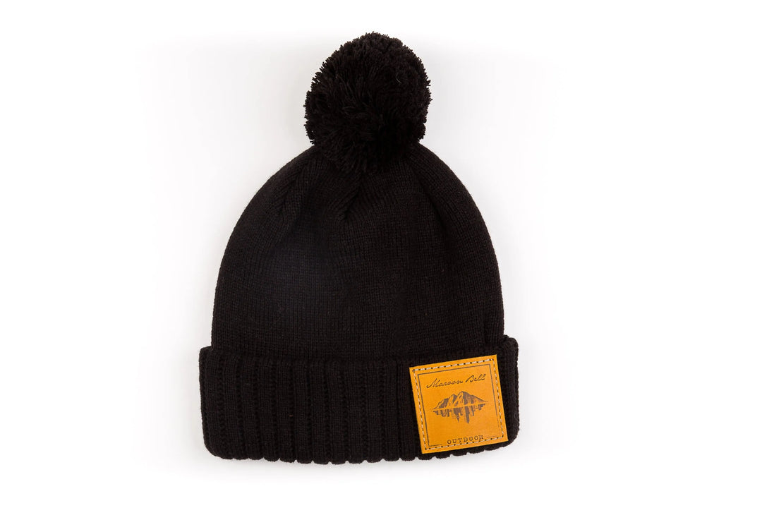 Urban Outdoor Beanie with Pom | Black | Maroon Bell Outdoor®