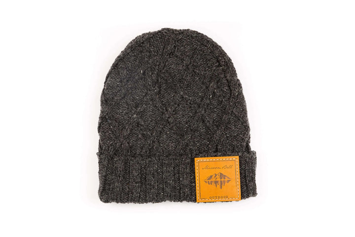 Campfire Beanie | Ribbed Knit Wool | Charcoal | Maroon Bell Outdoor®