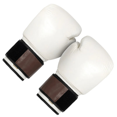 THE POP - Hook and Loop Buffalo Leather Boxing Glove - White