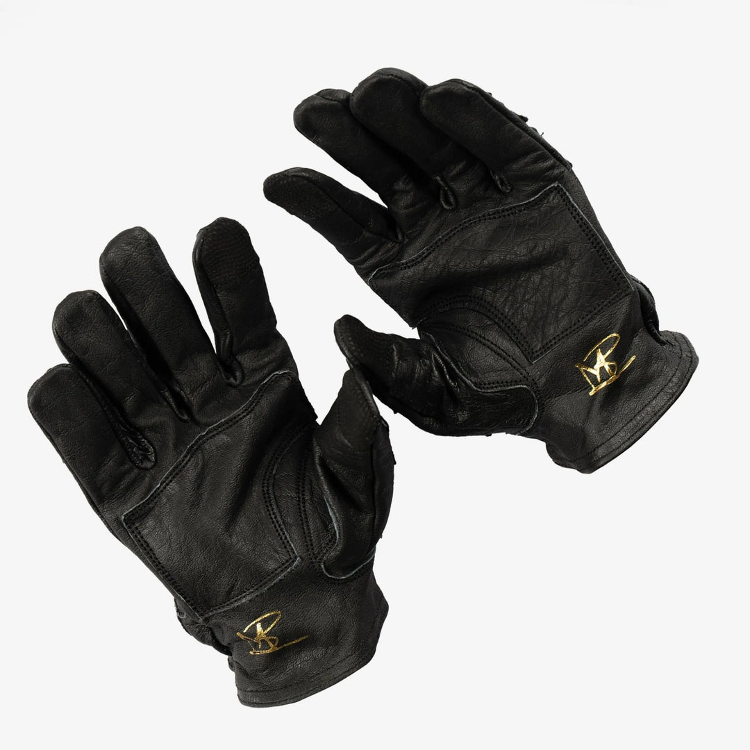 Skeleton Leather Motorcycle Glove - Black on Black, Gloves