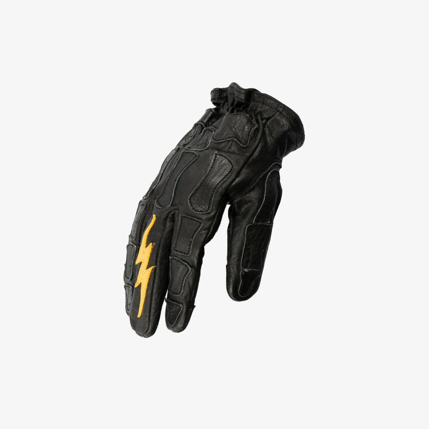 Astrapí (Lightning) Skeleton Leather Motorcycle Glove - Black on Black, Gloves