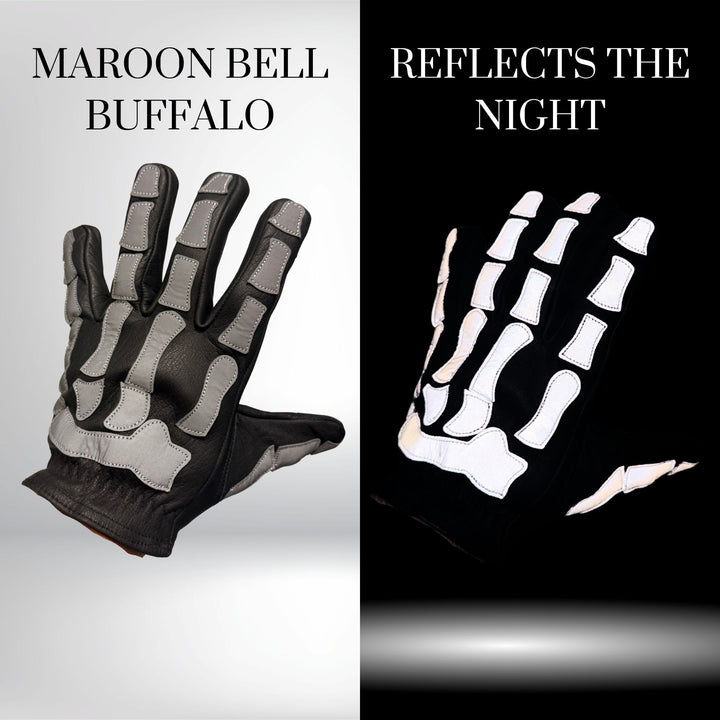 Knight Rider | Reflective Skeleton Leather Gloves | Black High Reflective