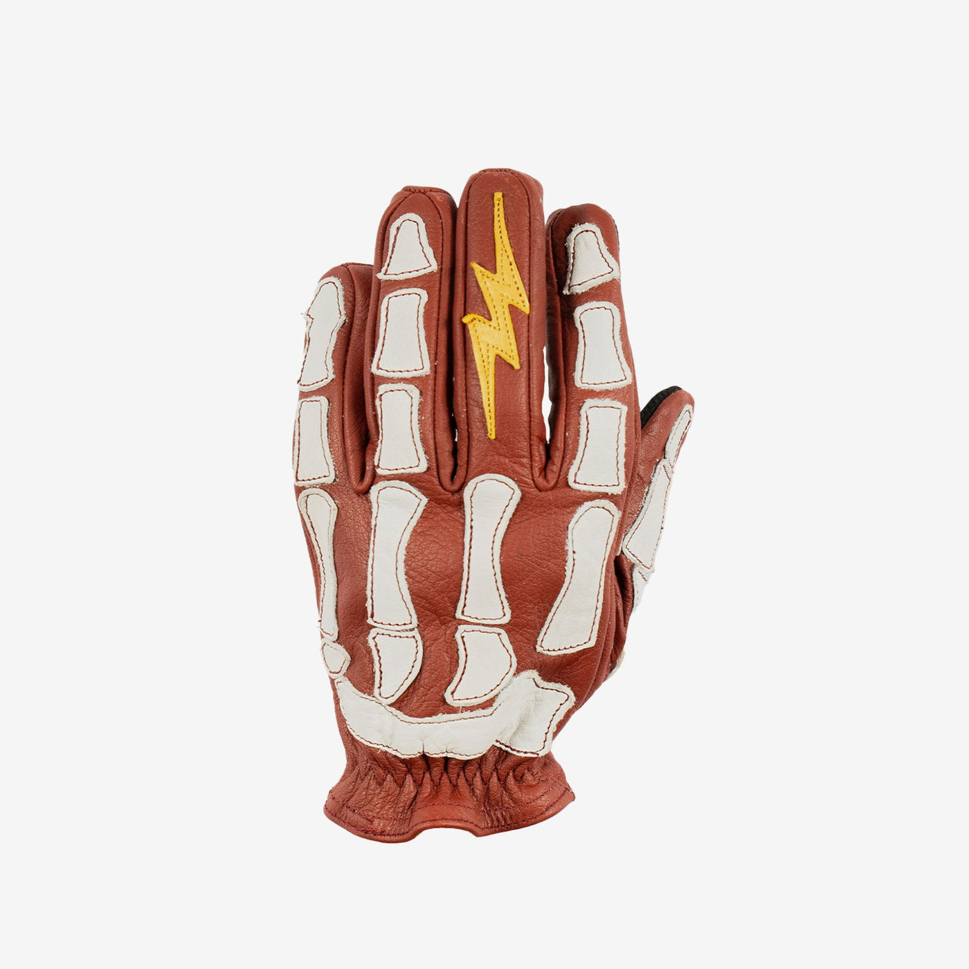 Astrapí (Lightning) Skeleton Leather Motorcycle Glove - Red-White