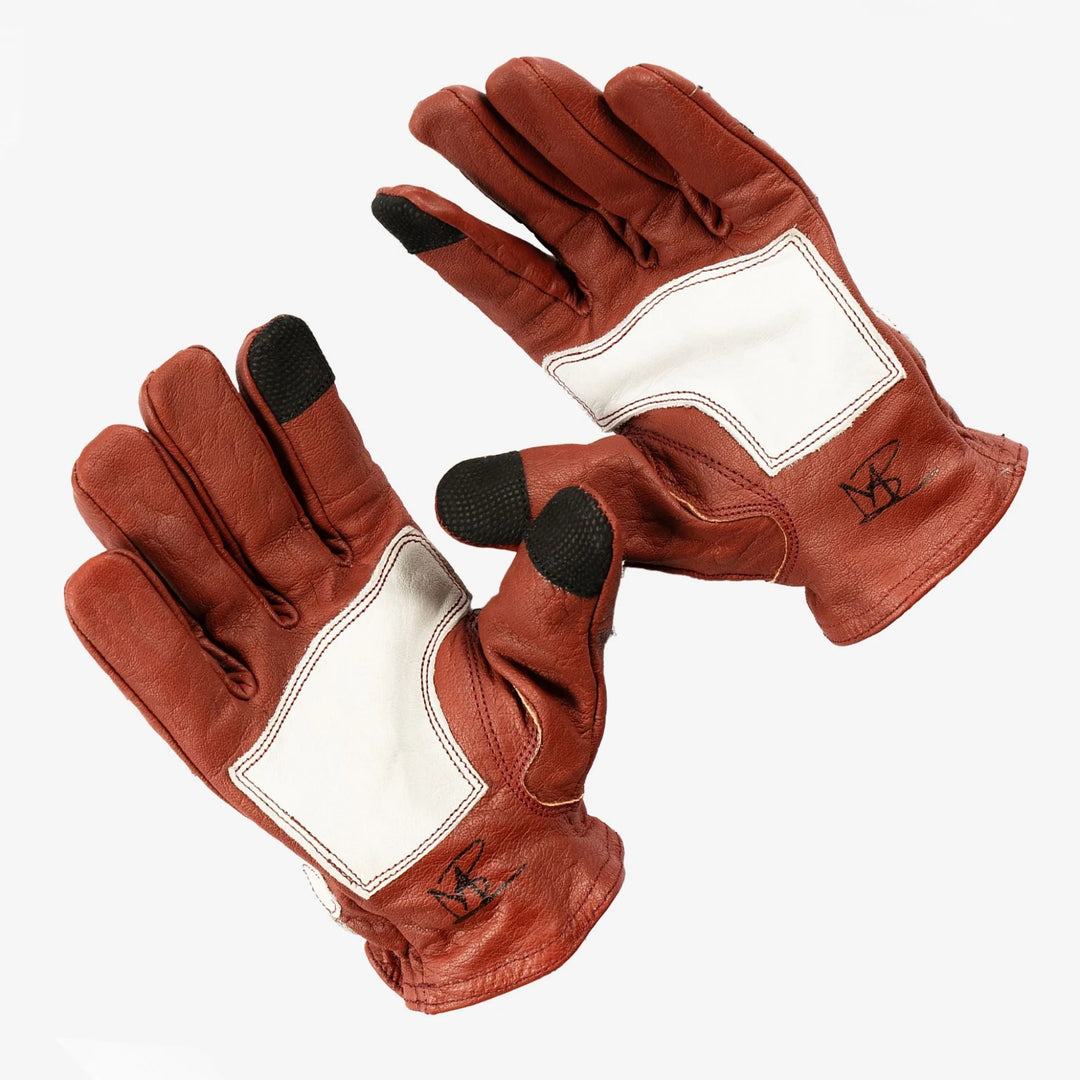 Astrapí (Lightning) Skeleton Leather Motorcycle Glove - Red-White, Gloves