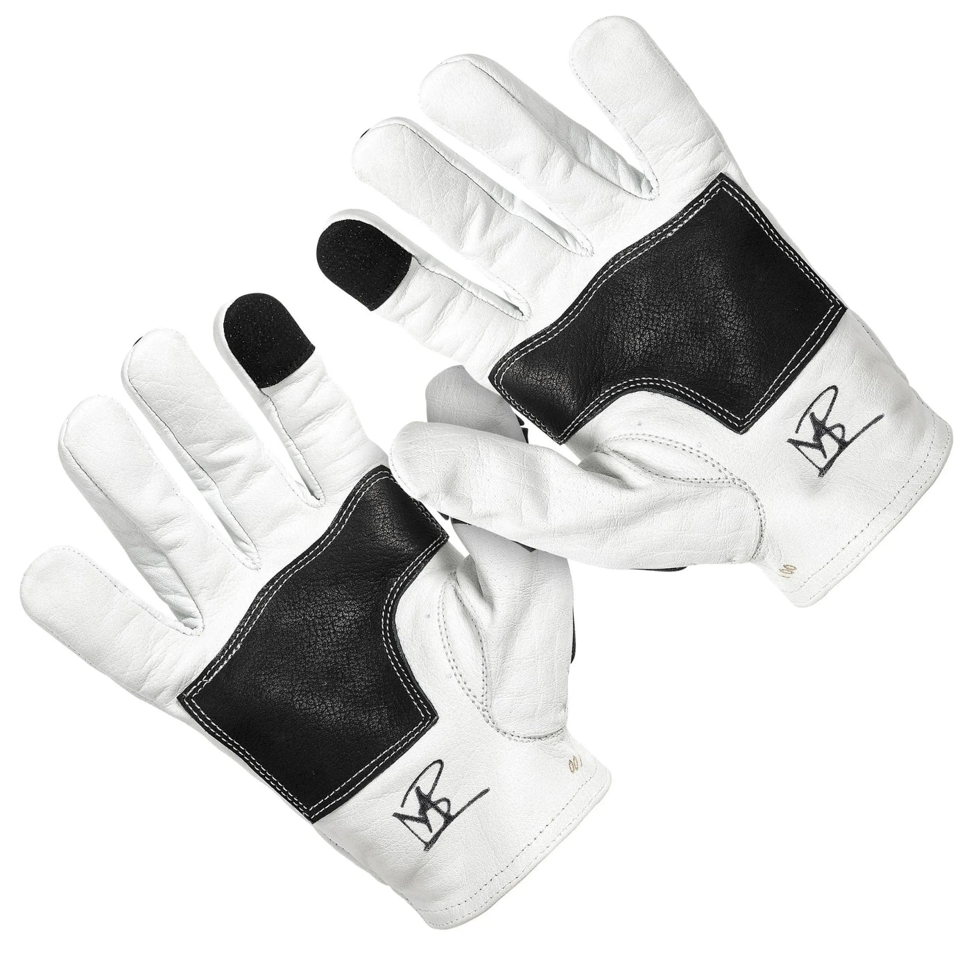 Astrapí (Lightning) Skeleton Leather Motorcycle Glove - White-Black