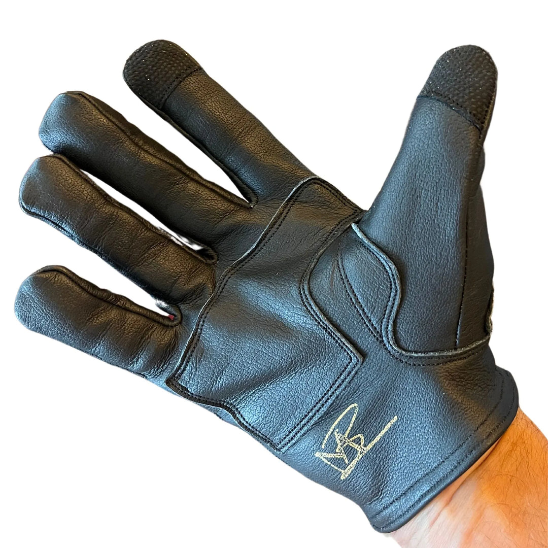 Skeleton Leather Motorcycle Glove - Black on Black, Gloves