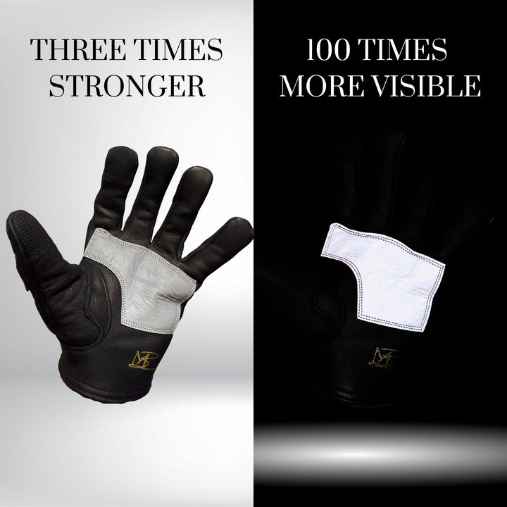Knight Rider | Reflective Skeleton Leather Gloves | Black High Reflective