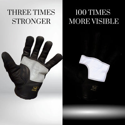 Knight Rider | Reflective Skeleton Leather Gloves | Black High Reflective