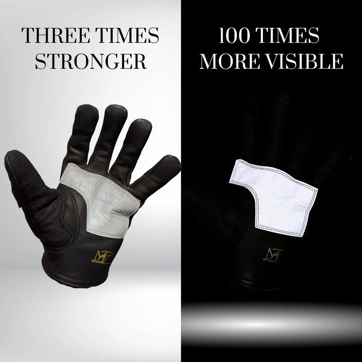 Knight Rider | Reflective Skeleton Leather Gloves | Black High Reflective