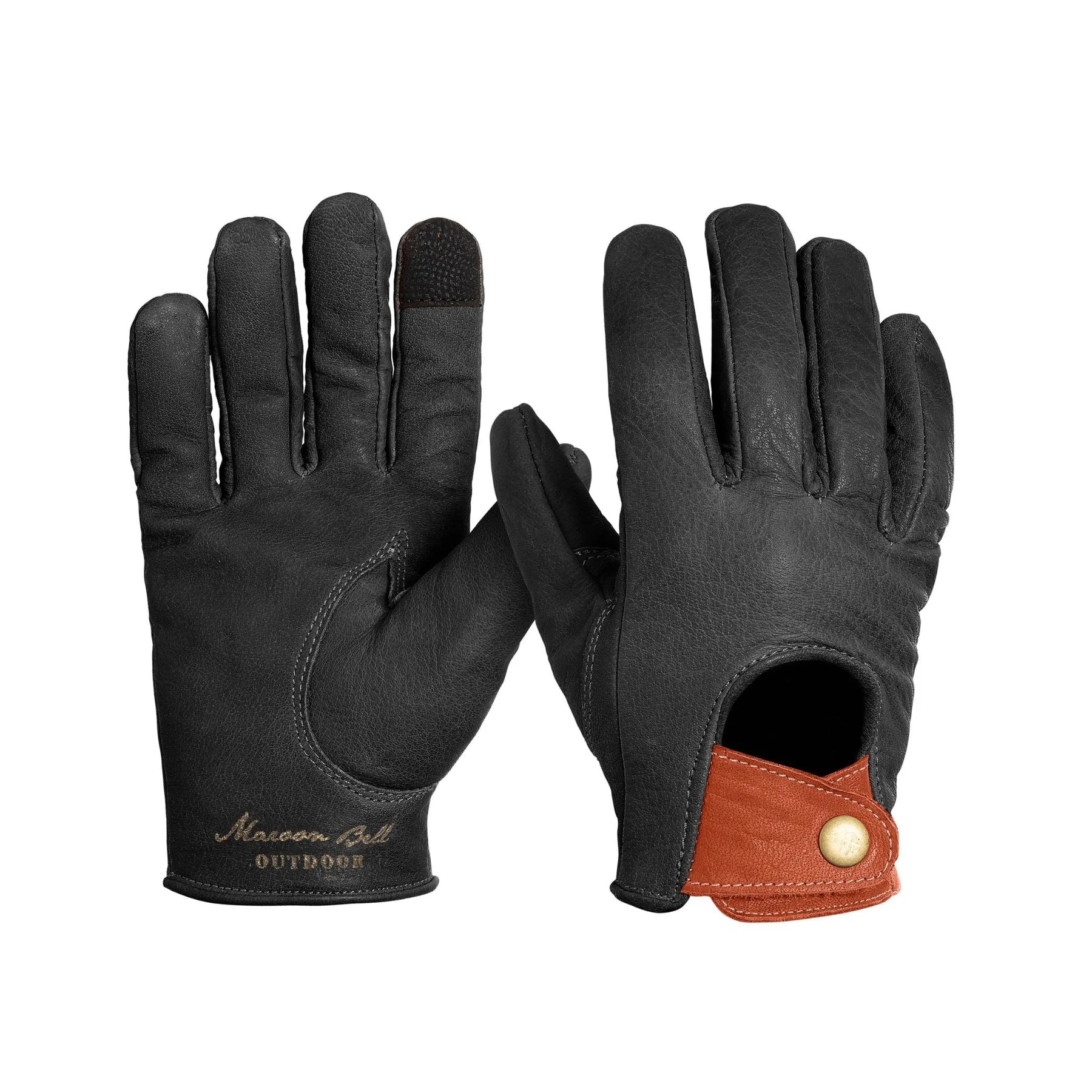Skeleton Gloves Maroon Bell Outdoor Gloves Black Buffalo Leather