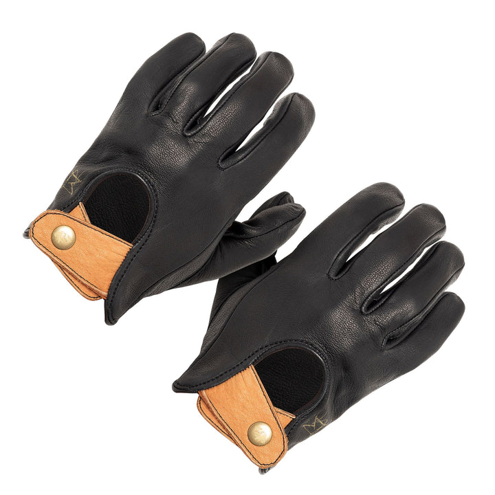 Dipped Leather Deer Glove: Lion Guard Driving Glove: Black/Brown