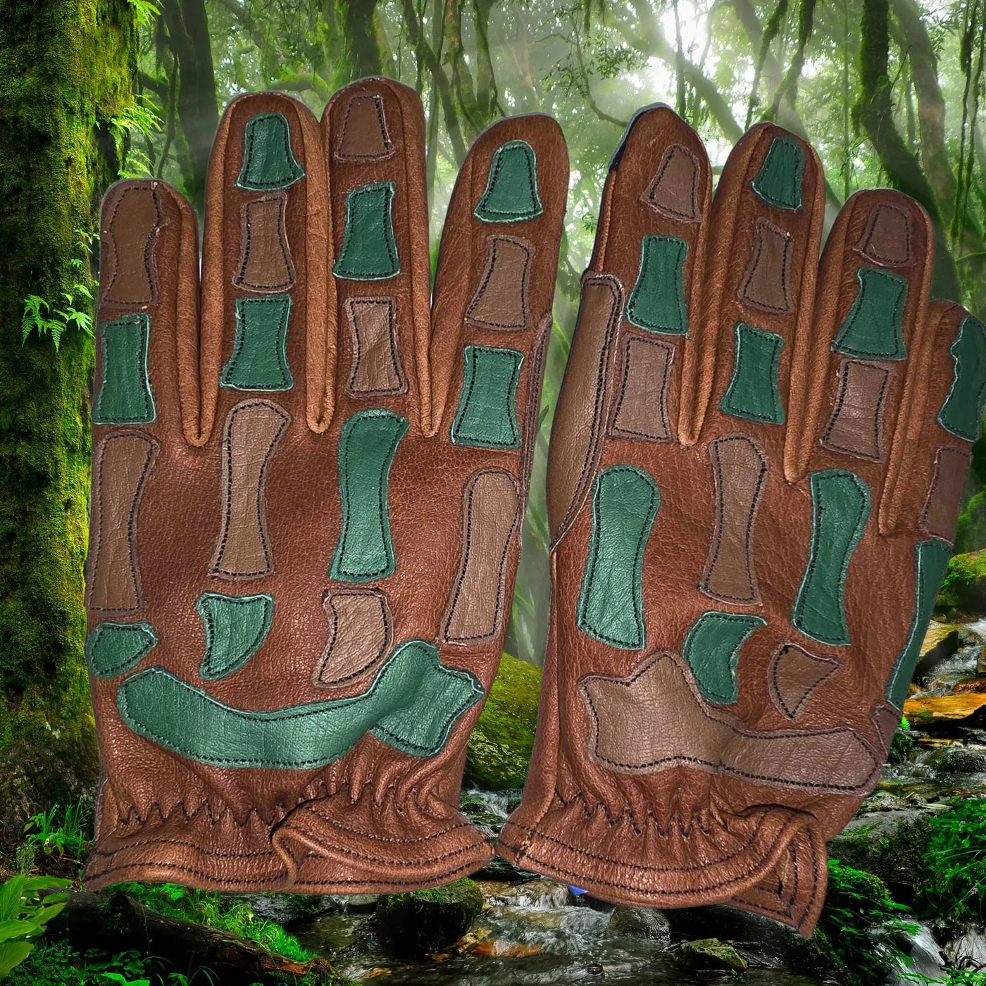 D7PB - Platte Basin Leather Hunting Glove - Retro Camouflage, Gloves