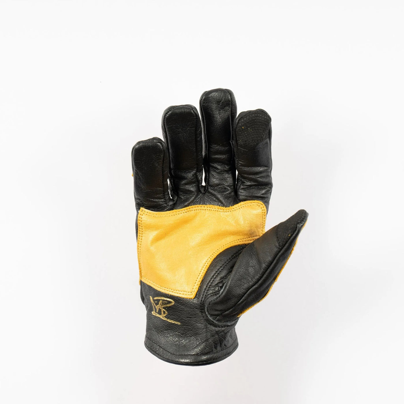 Astrapí (Lightning) Skeleton Leather Motorcycle Glove - Black-GOLD, Gloves