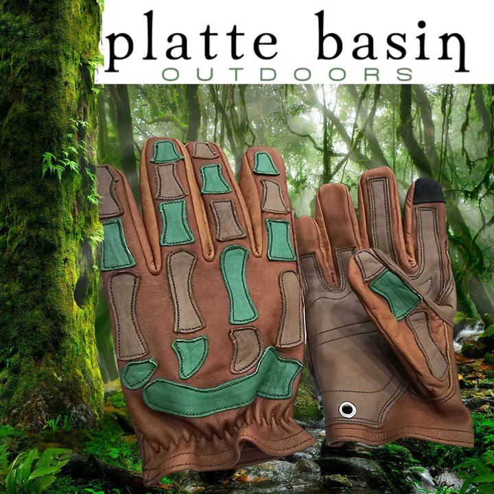 D7PB - Platte Basin Leather Hunting Glove - Retro Camouflage, Gloves