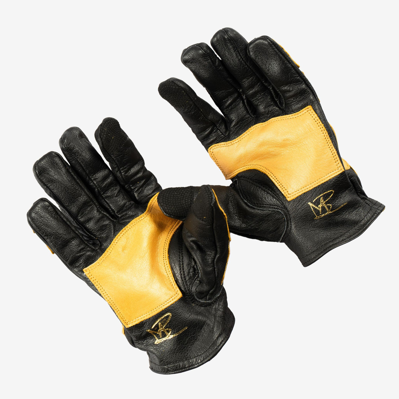 Astrapí (Lightning) Skeleton Leather Motorcycle Glove - Black-GOLD