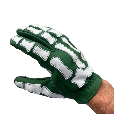 Skeleton Leather Motorcycle Glove - Green & White