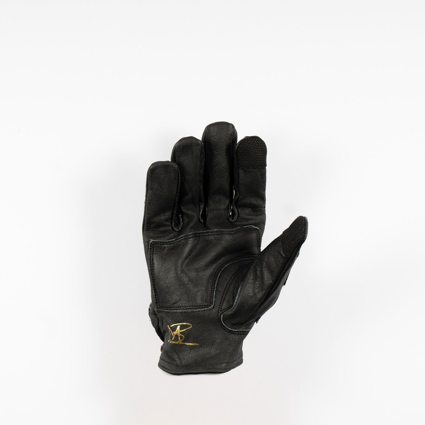 Skeleton Leather Motorcycle Glove - Black on Black