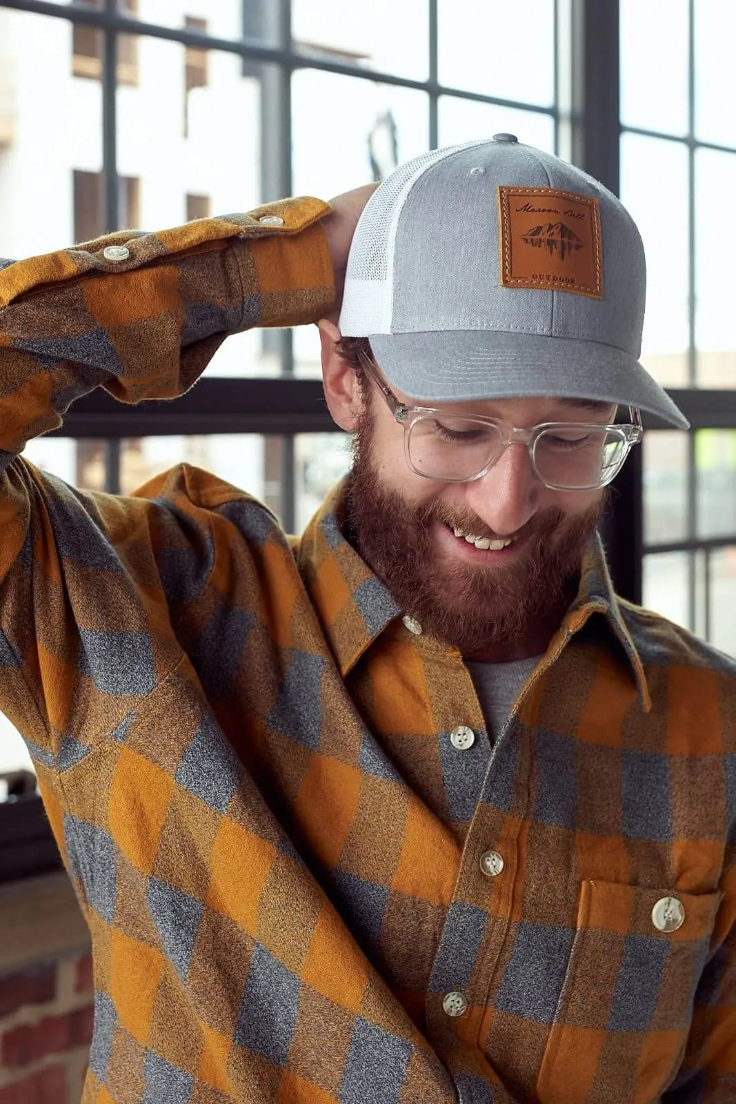 Granite Grey Trucker Hat | Leather | Maroon Bell Outdoor&reg; 